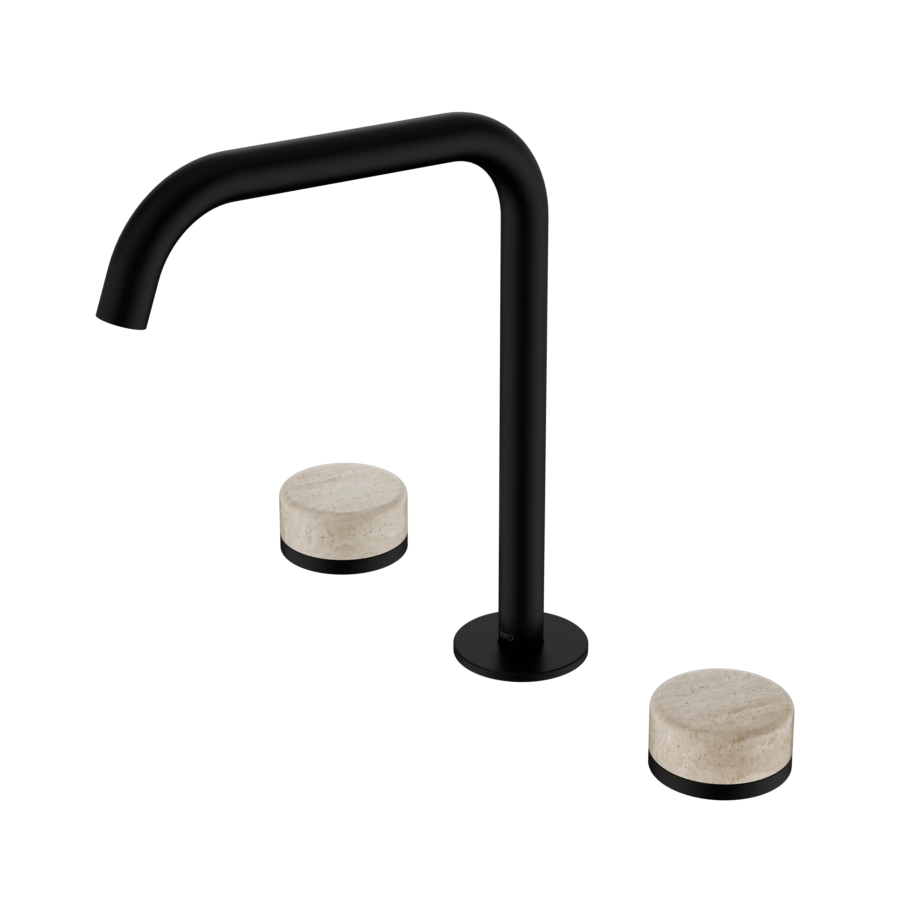 Nero Serenity Bath/Kitchen Set Edge Spout With Rome Travertine Handle