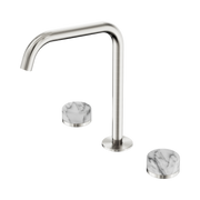 Nero Serenity Bath/Kitchen Set Edge Spout With Arabescato Corchia Handle, Brushed Nickel