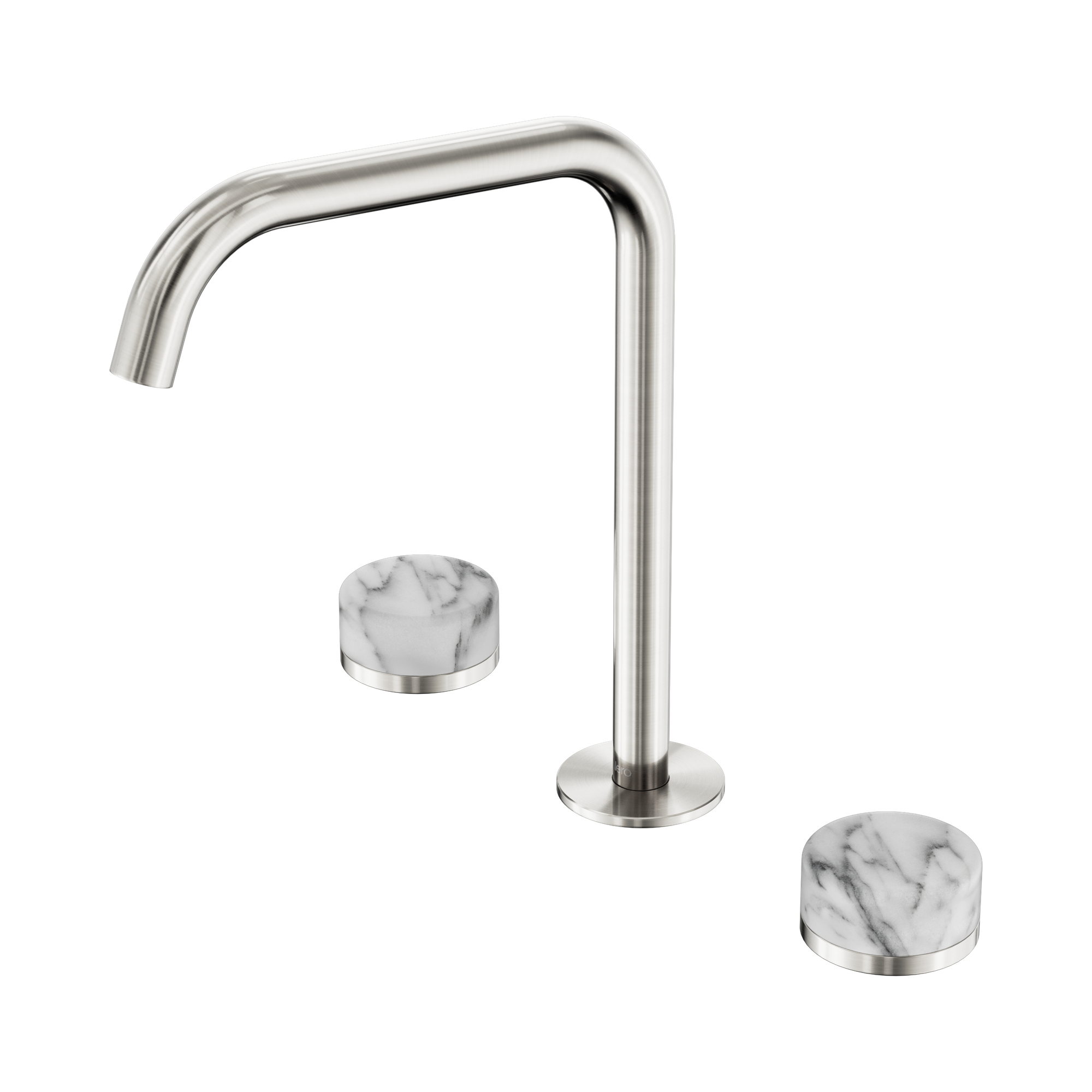 Nero Serenity Bath/Kitchen Set Edge Spout With Arabescato Corchia Handle, Brushed Nickel