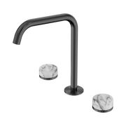 Nero Serenity Bath/Kitchen Set Edge Spout With Arabescato Corchia Handle, Gun Metal
