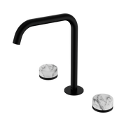Nero Serenity Bath/Kitchen Set Edge Spout With Arabescato Corchia Handle, Matte Black