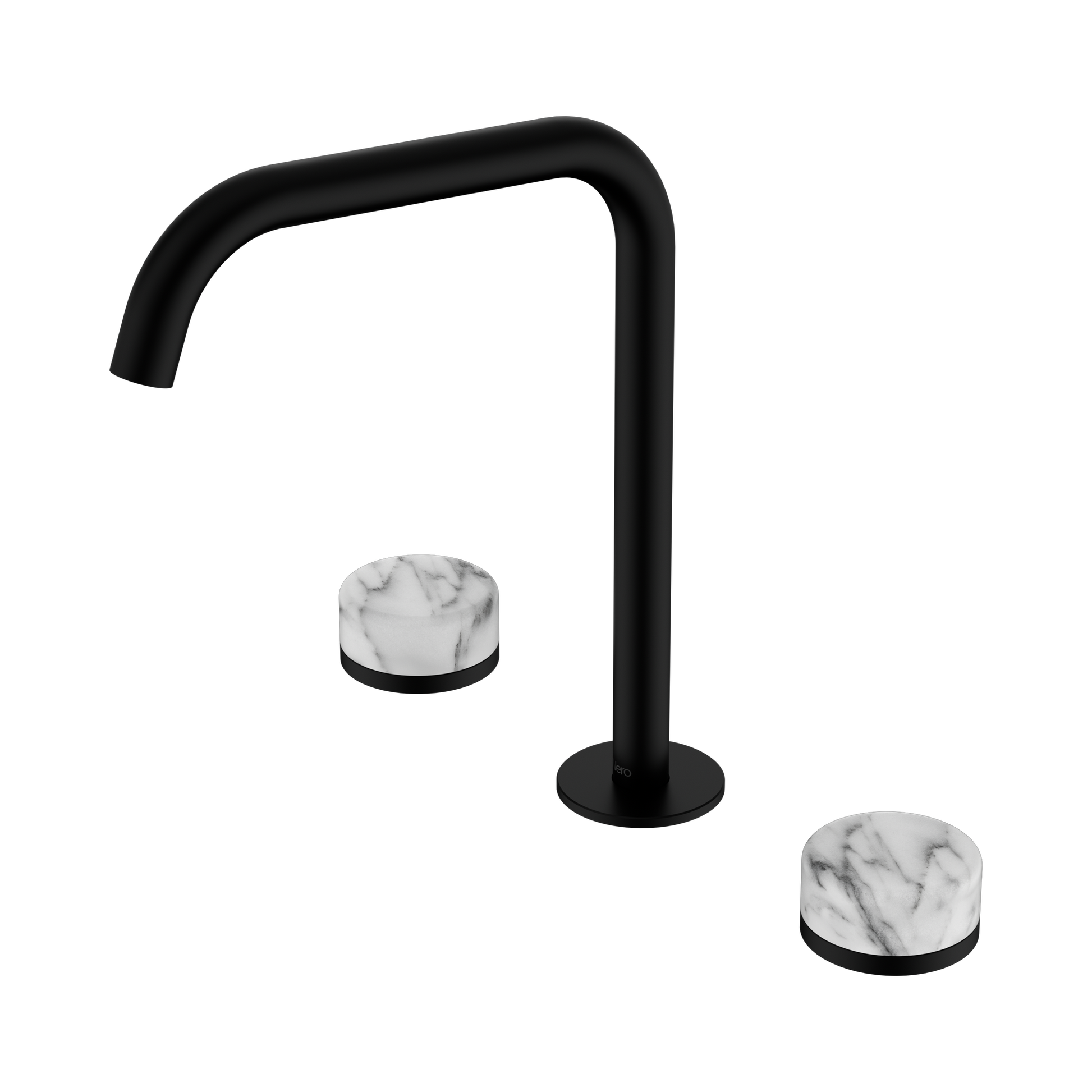 Nero Serenity Bath/Kitchen Set Edge Spout With Arabescato Corchia Handle, Matte Black