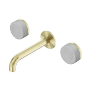 Nero Serenity Wall Basin Set 160mm Spout With Carrara Handle, Brushed Gold