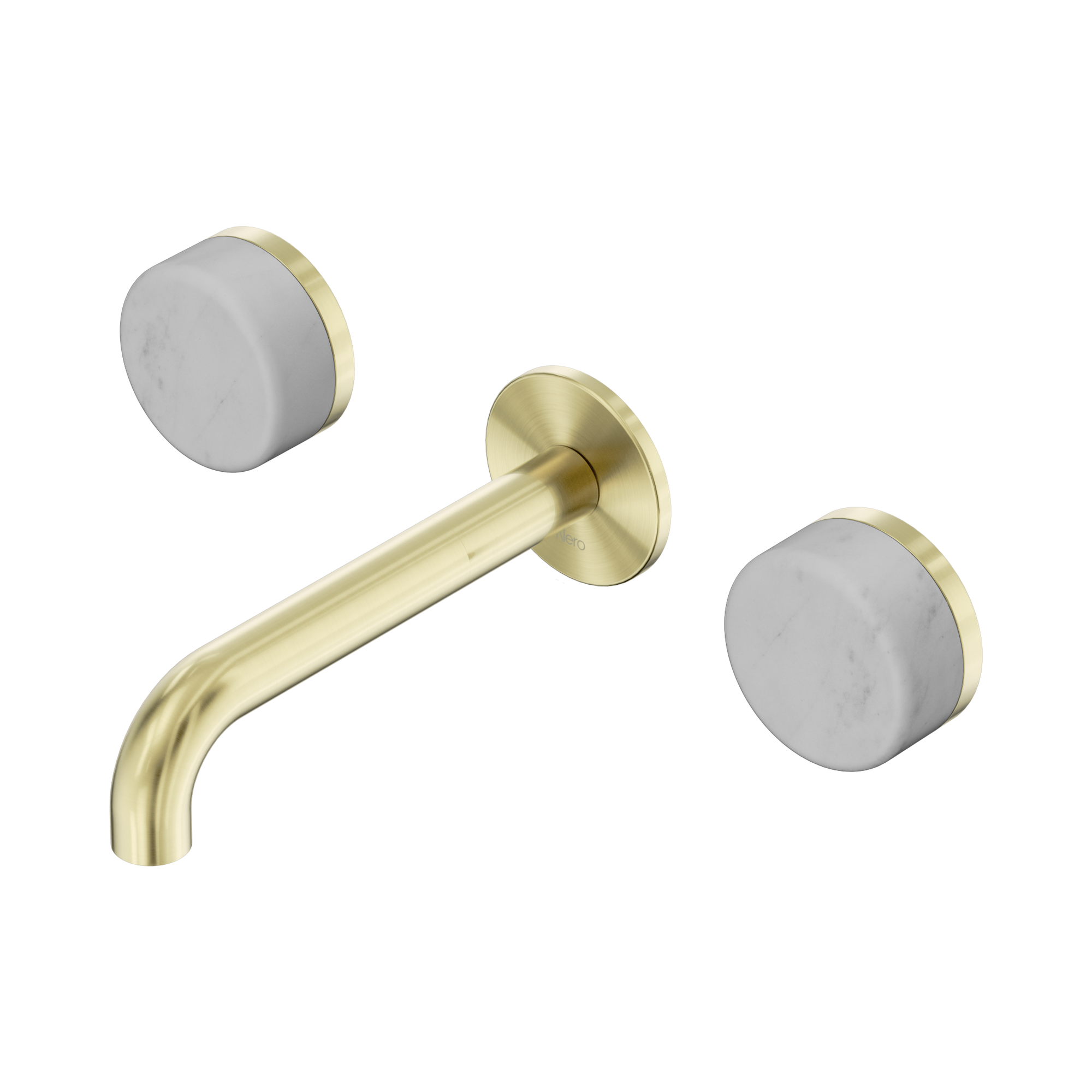 Nero Serenity Wall Basin Set 160mm Spout With Carrara Handle, Brushed Gold