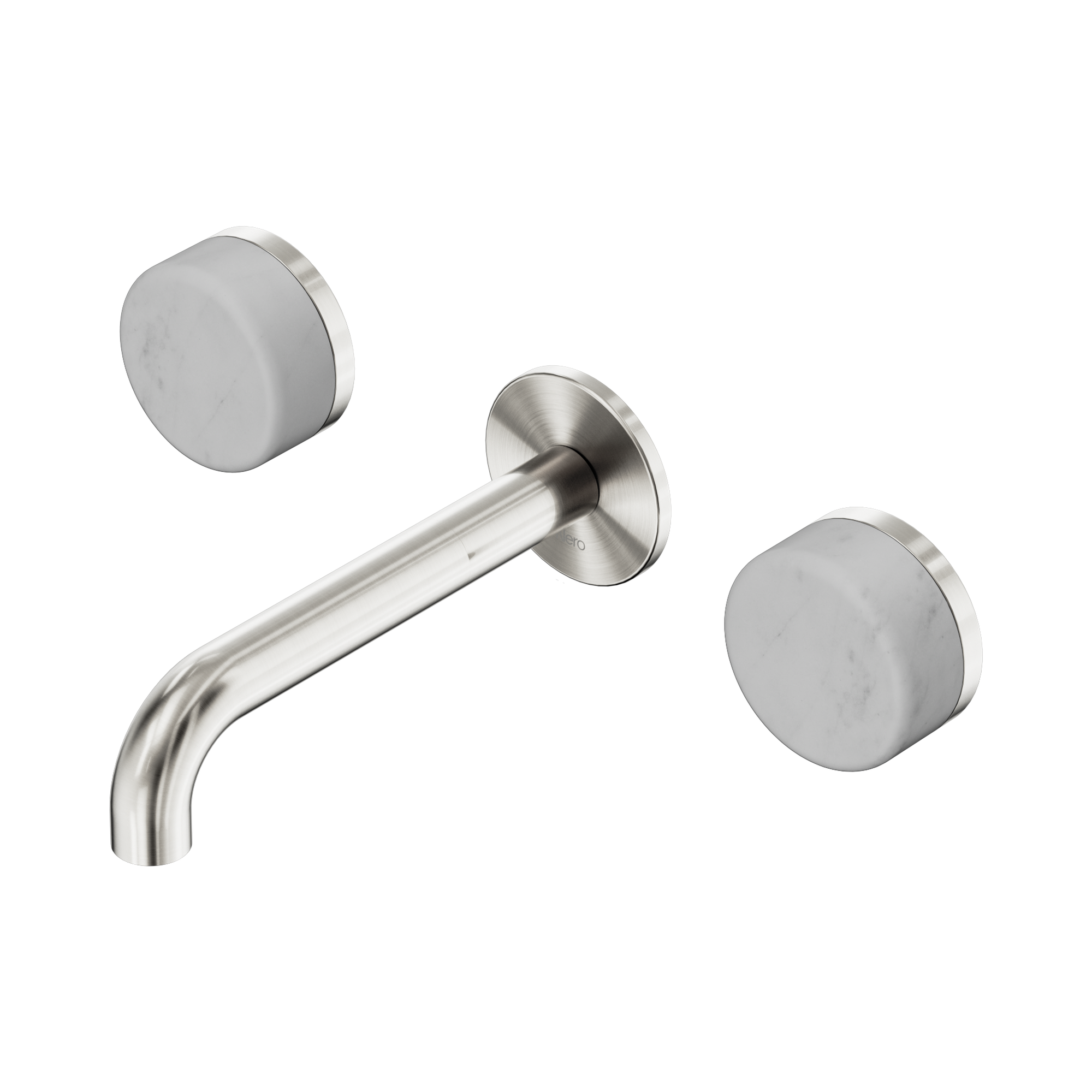 Nero Serenity Wall Basin Set 160mm Spout With Carrara Handle, Brushed Nickel