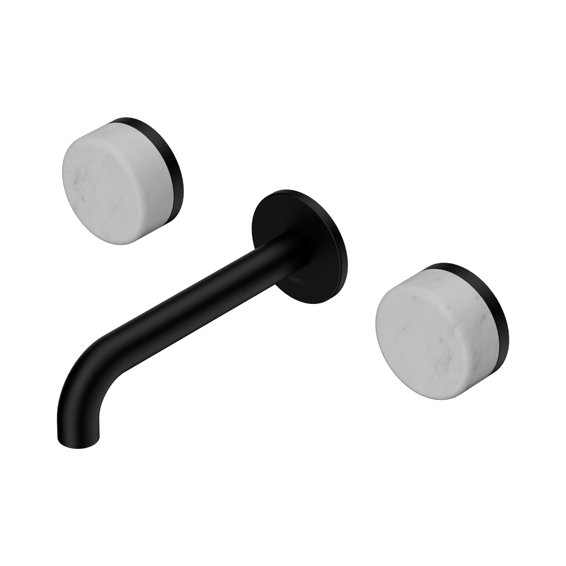 Nero Serenity Wall Basin Set 160mm Spout With Carrara Handle, Matte Black