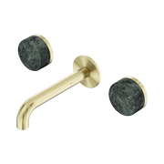 Nero Serenity Wall Basin Set 160mm Spout With Verde Alpi Handle, Brushed Gold