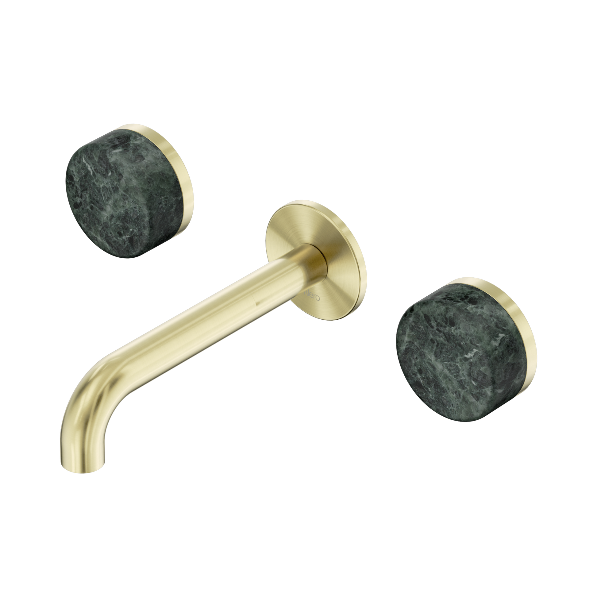 Nero Serenity Wall Basin Set 160mm Spout With Verde Alpi Handle, Brushed Gold