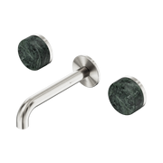 Nero Serenity Wall Basin Set 160mm Spout With Verde Alpi Handle, Brushed Nickel