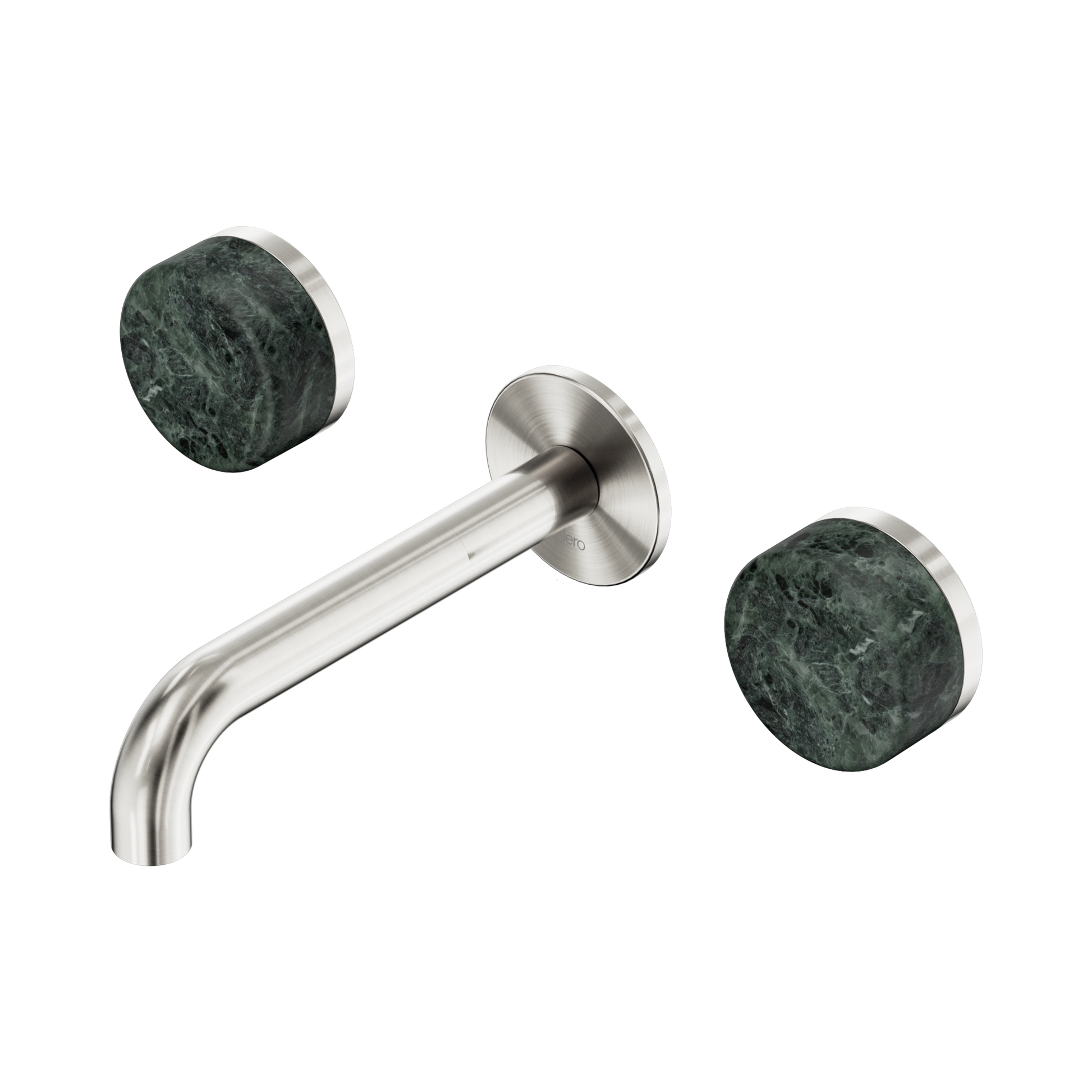 Nero Serenity Wall Basin Set 160mm Spout With Verde Alpi Handle, Brushed Nickel