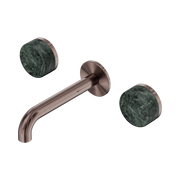 Nero Serenity Wall Basin Set 160mm Spout With Verde Alpi Handle, Brushed Bronze