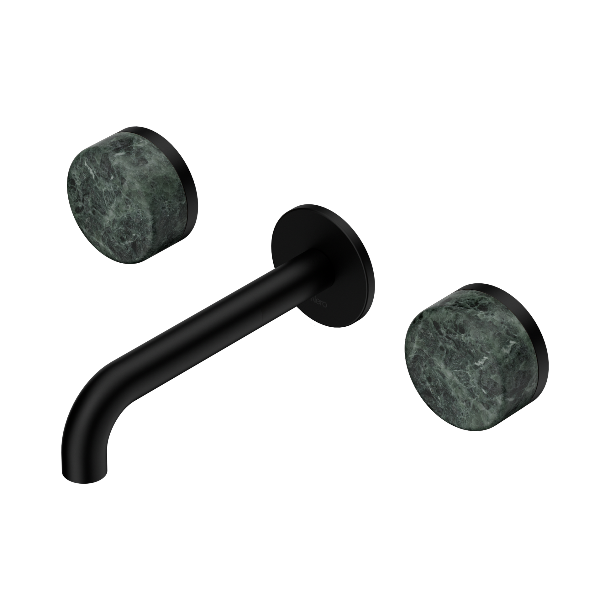 Nero Serenity Wall Basin Set 160mm Spout With Verde Alpi Handle, Matte Black