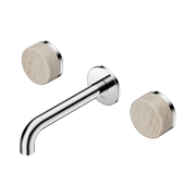Nero Serenity Wall Basin Set 160mm Spout With Rome Travertine Handle, Chrome