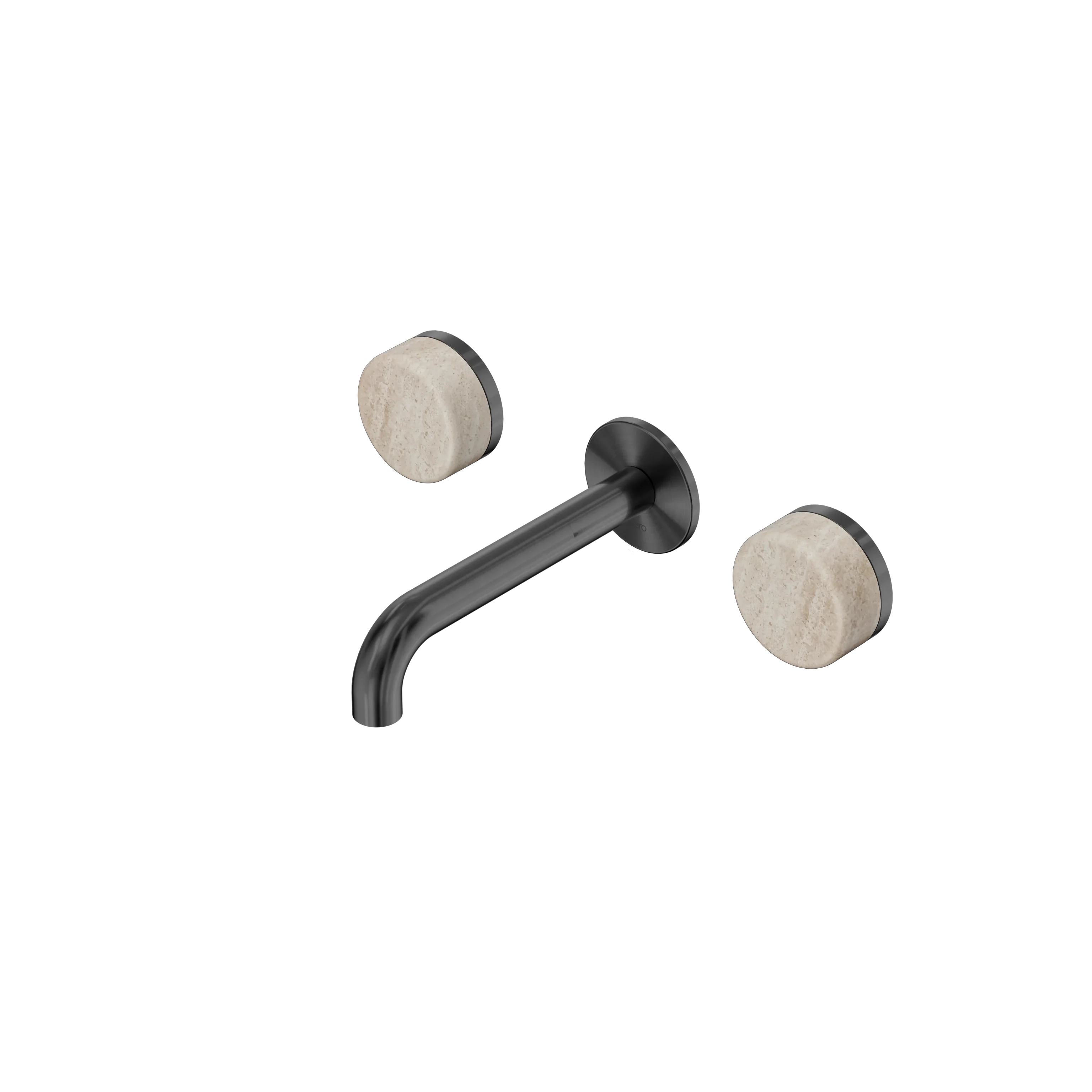 Nero Serenity Wall Basin Set Spout With Rome Travertine Handle