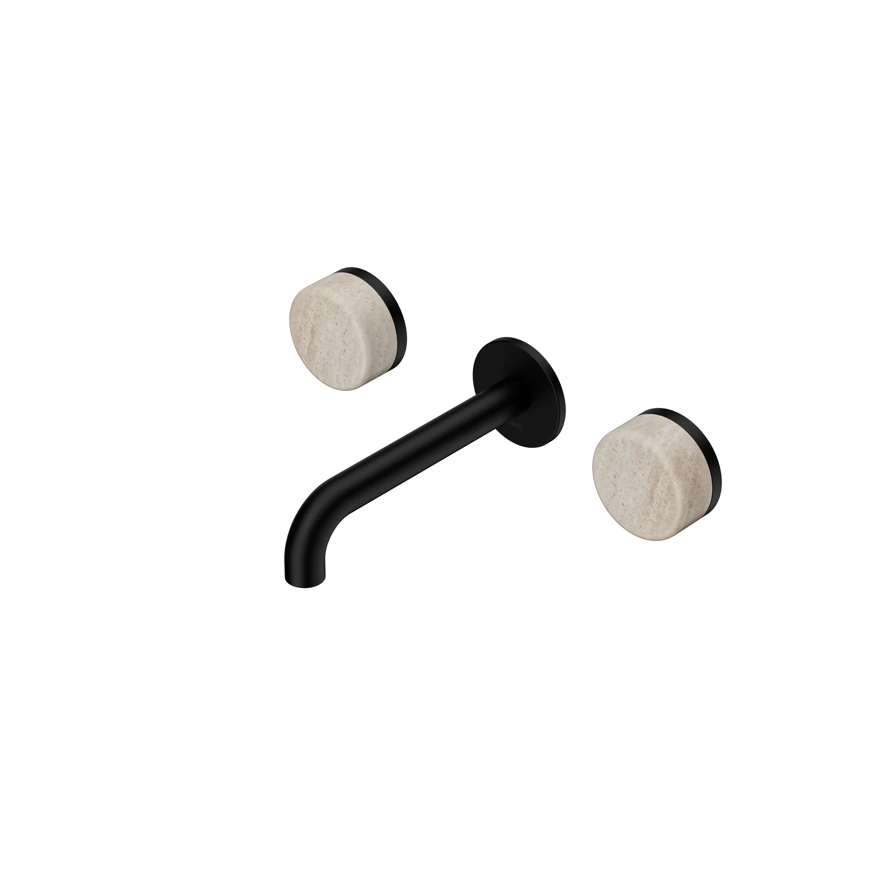 Nero Serenity Wall Basin Set Spout With Rome Travertine Handle