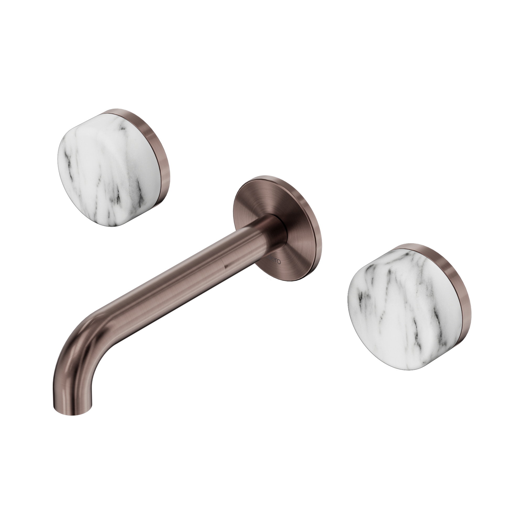 Nero Serenity Wall Basin Set 160mm Spout With Arabescato Corchia Handle, Brushed Bronze