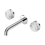 Nero Serenity Wall Basin Set 160mm Spout With Arabescato Corchia Handle, Chrome