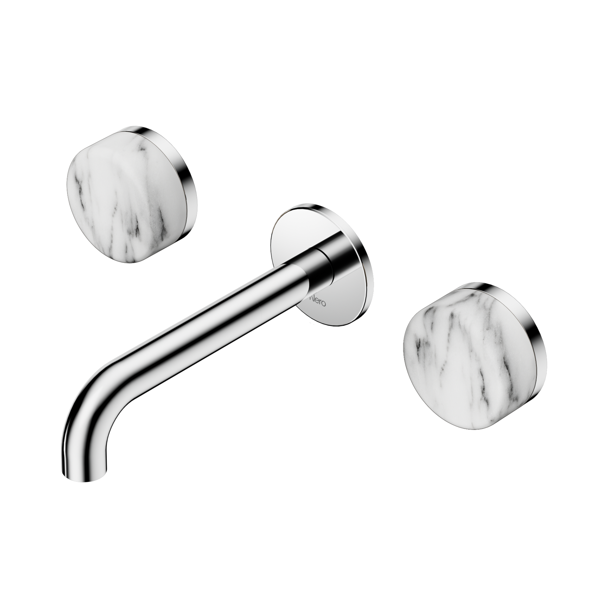 Nero Serenity Wall Basin Set 160mm Spout With Arabescato Corchia Handle, Chrome