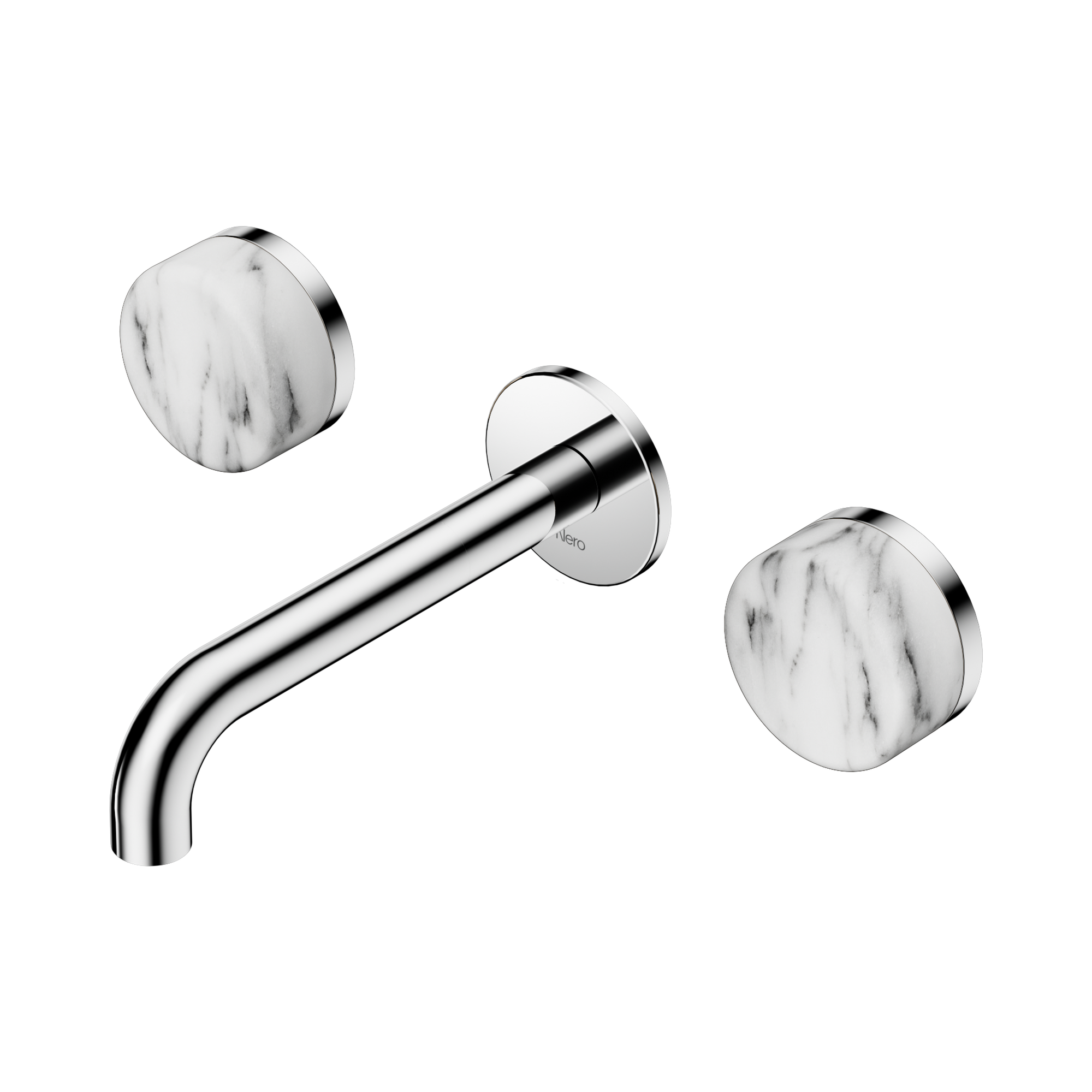 Nero Serenity Wall Basin Set 160mm Spout With Arabescato Corchia Handle, Chrome