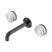 Nero Serenity Wall Basin Set 160mm Spout With Arabescato Corchia Handle, Gun Metal