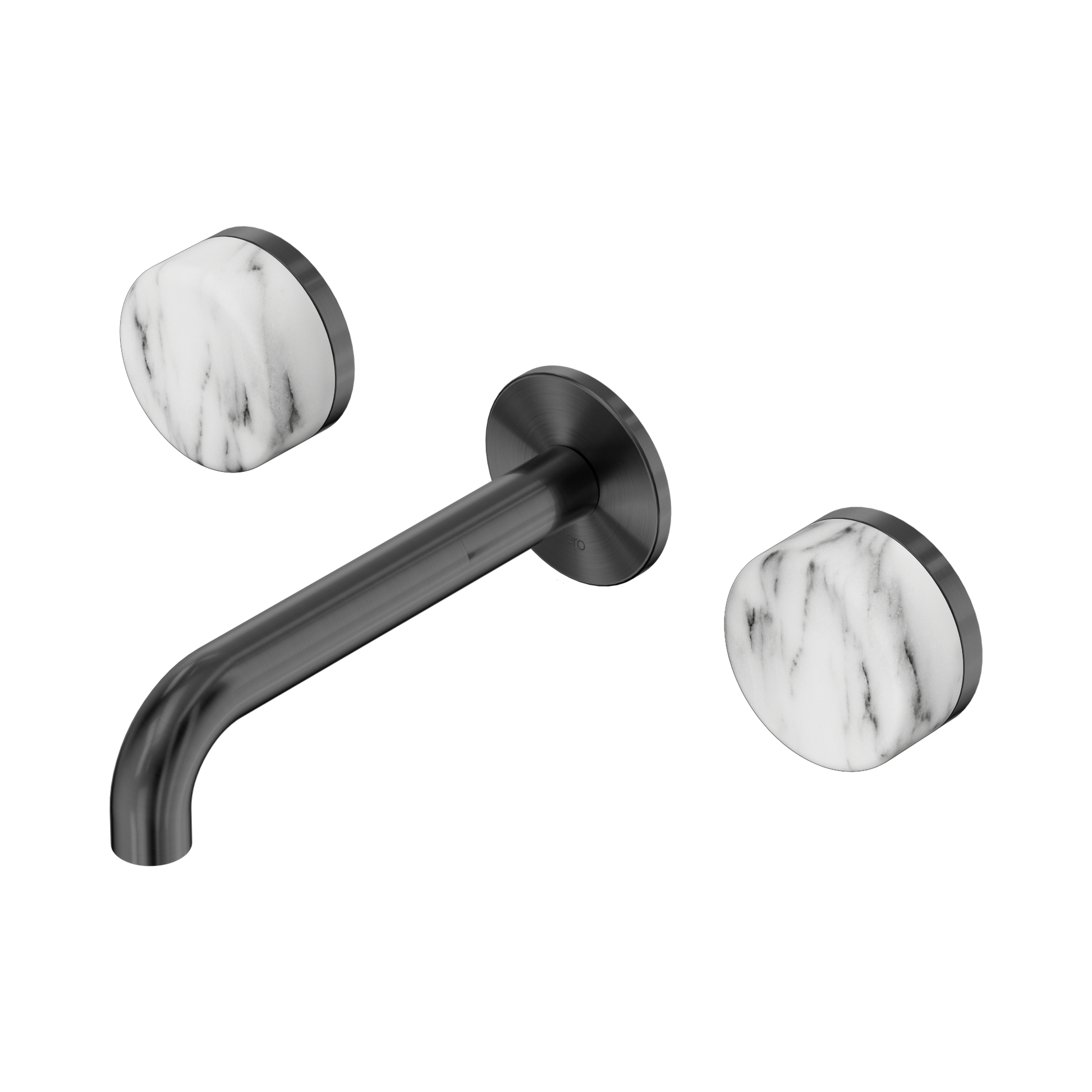 Nero Serenity Wall Basin Set 160mm Spout With Arabescato Corchia Handle, Gun Metal