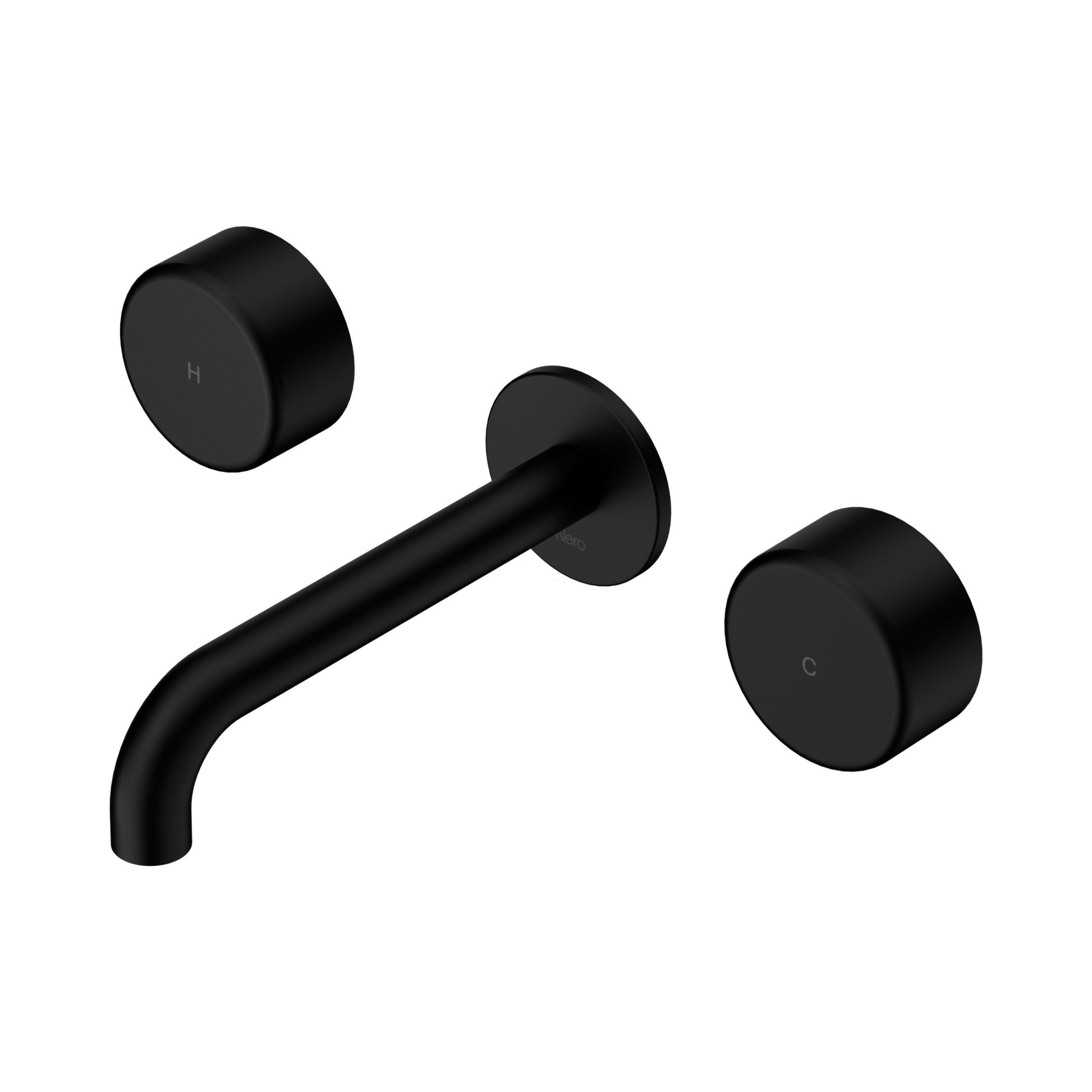 Nero Serenity Wall Basin Set 160mm Spout With Metal Handle, Matte Black