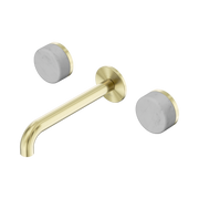 Nero Serenity Wall Basin Set 185mm Spout With Carrara Handle, Brushed Gold