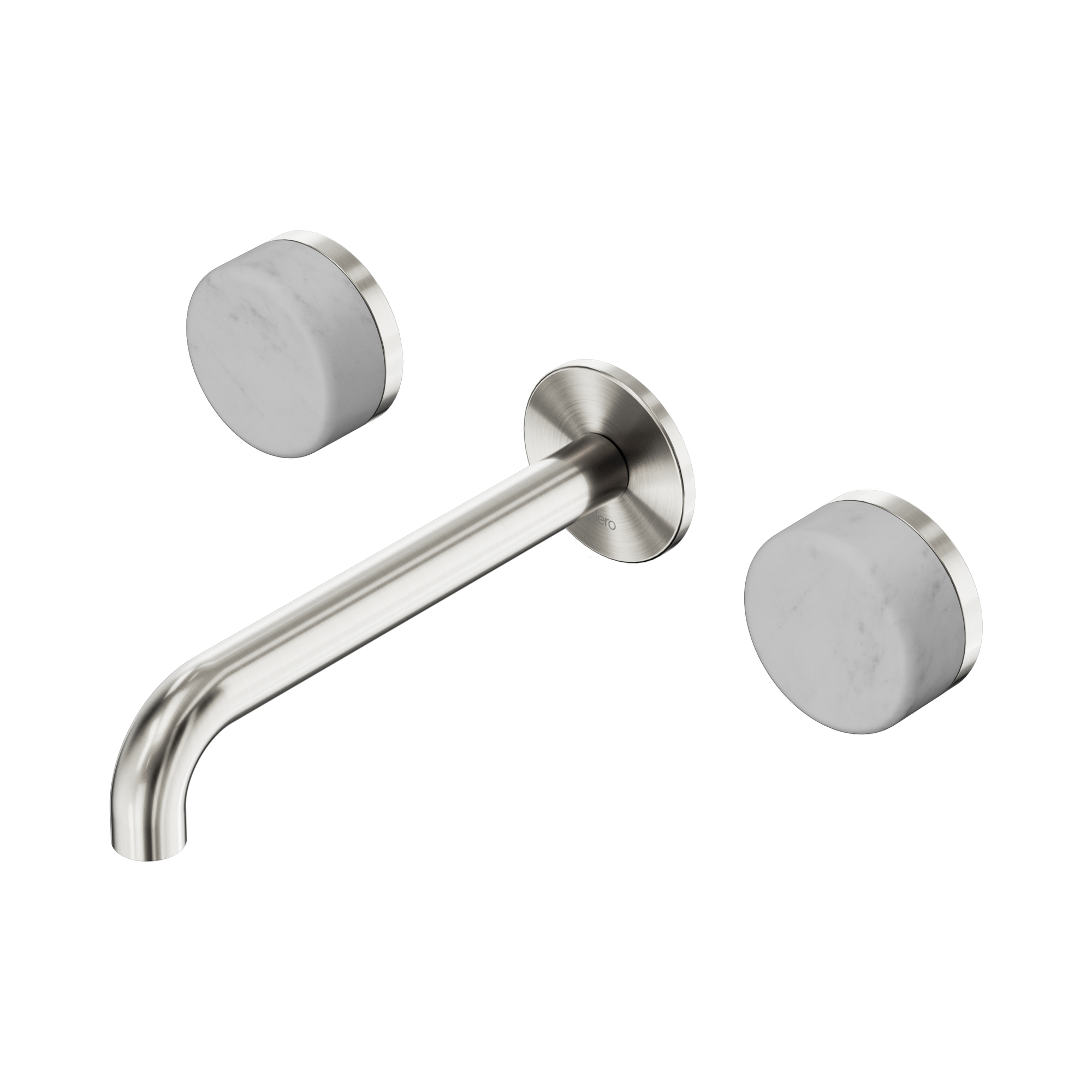 Nero Serenity Wall Basin Set 185mm Spout With Carrara Handle, Brushed Nickel
