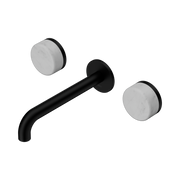 Nero Serenity Wall Basin Set 185mm Spout With Carrara Handle, Matte Black