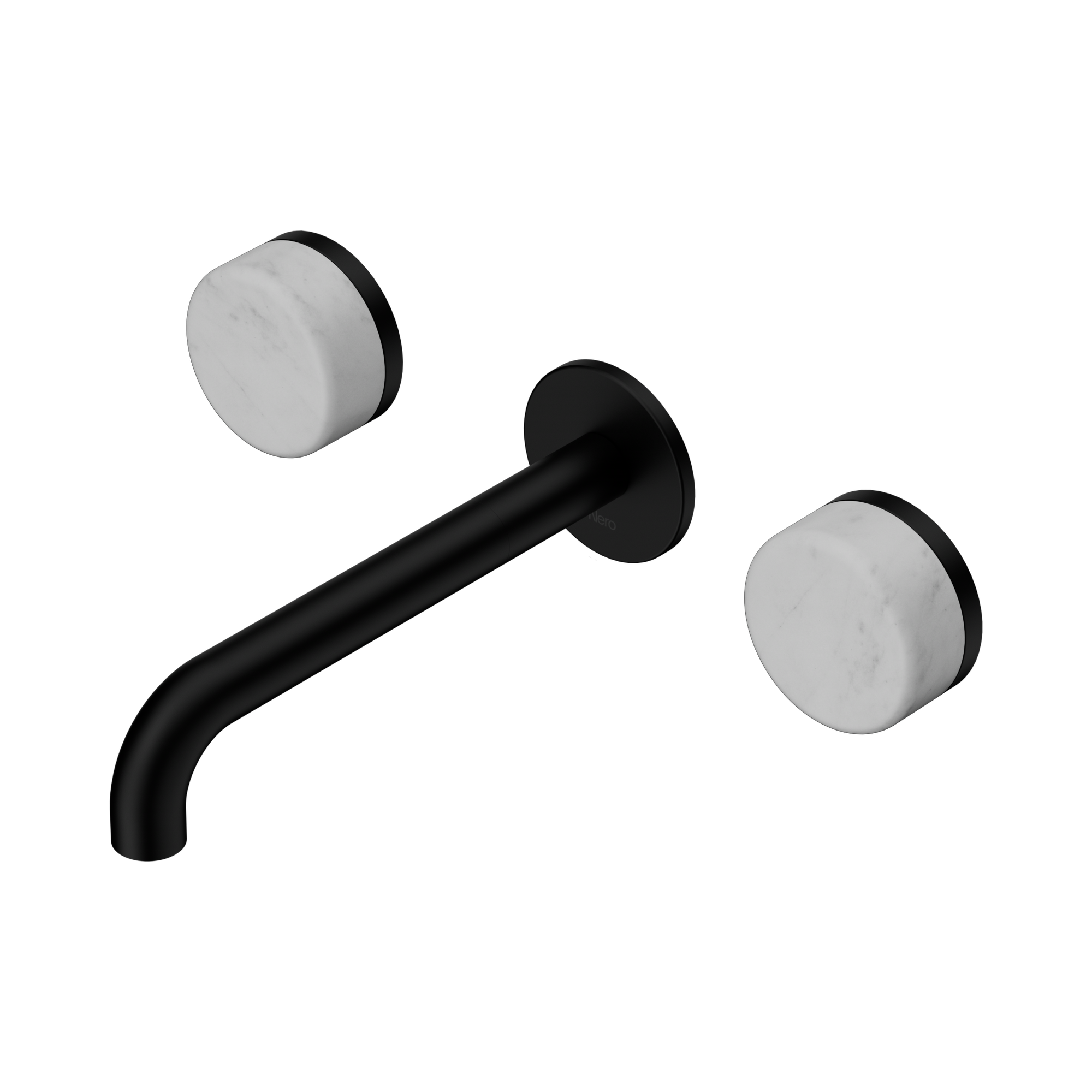 Nero Serenity Wall Basin Set 185mm Spout With Carrara Handle, Matte Black