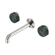 Nero Serenity Wall Basin Set 185mm Spout With Verde Alpi Handle, Brushed Nickel
