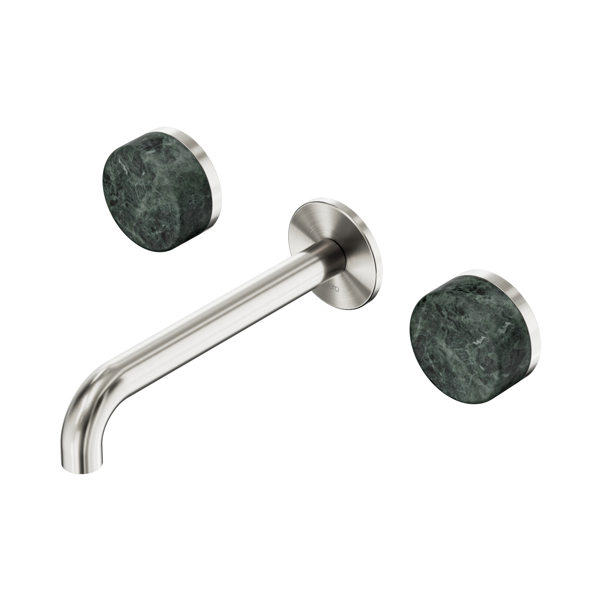 Nero Serenity Wall Basin Set 185mm Spout With Verde Alpi Handle, Brushed Nickel