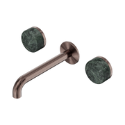 Nero Serenity Wall Basin Set 185mm Spout With Verde Alpi Handle, Brushed Bronze