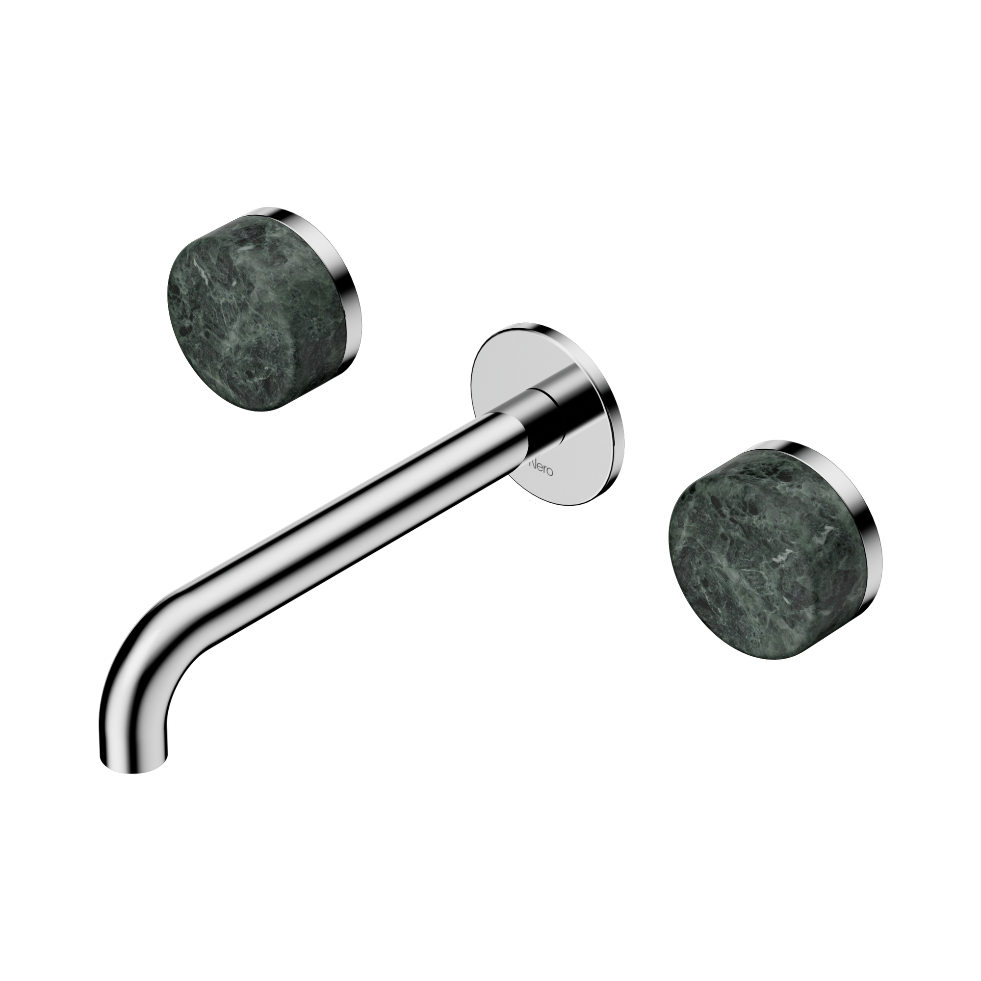 Nero Serenity Wall Basin Set 185mm Spout With Verde Alpi Handle, Chrome