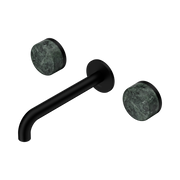 Nero Serenity Wall Basin Set 185mm Spout With Verde Alpi Handle, Matte Black