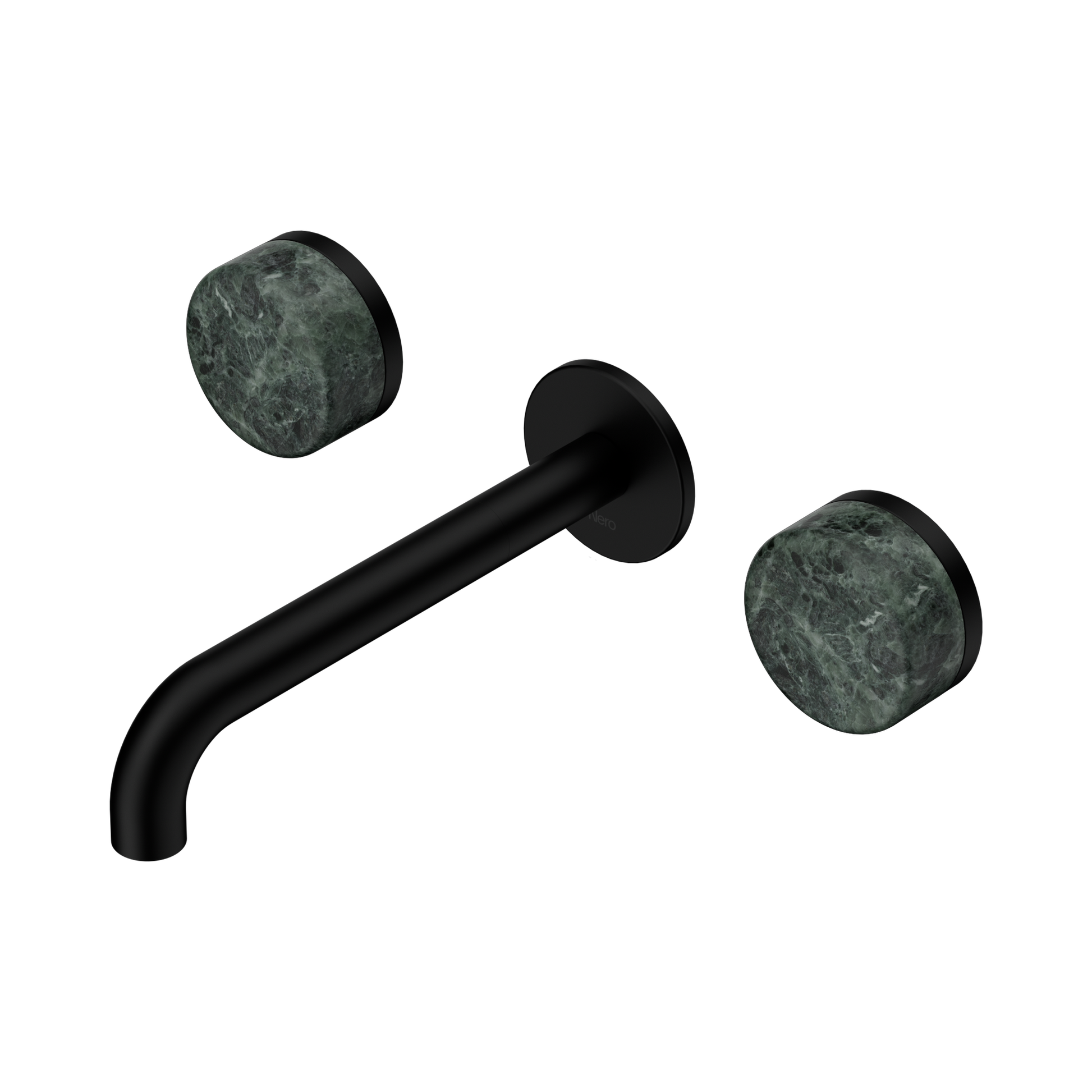 Nero Serenity Wall Basin Set 185mm Spout With Verde Alpi Handle, Matte Black