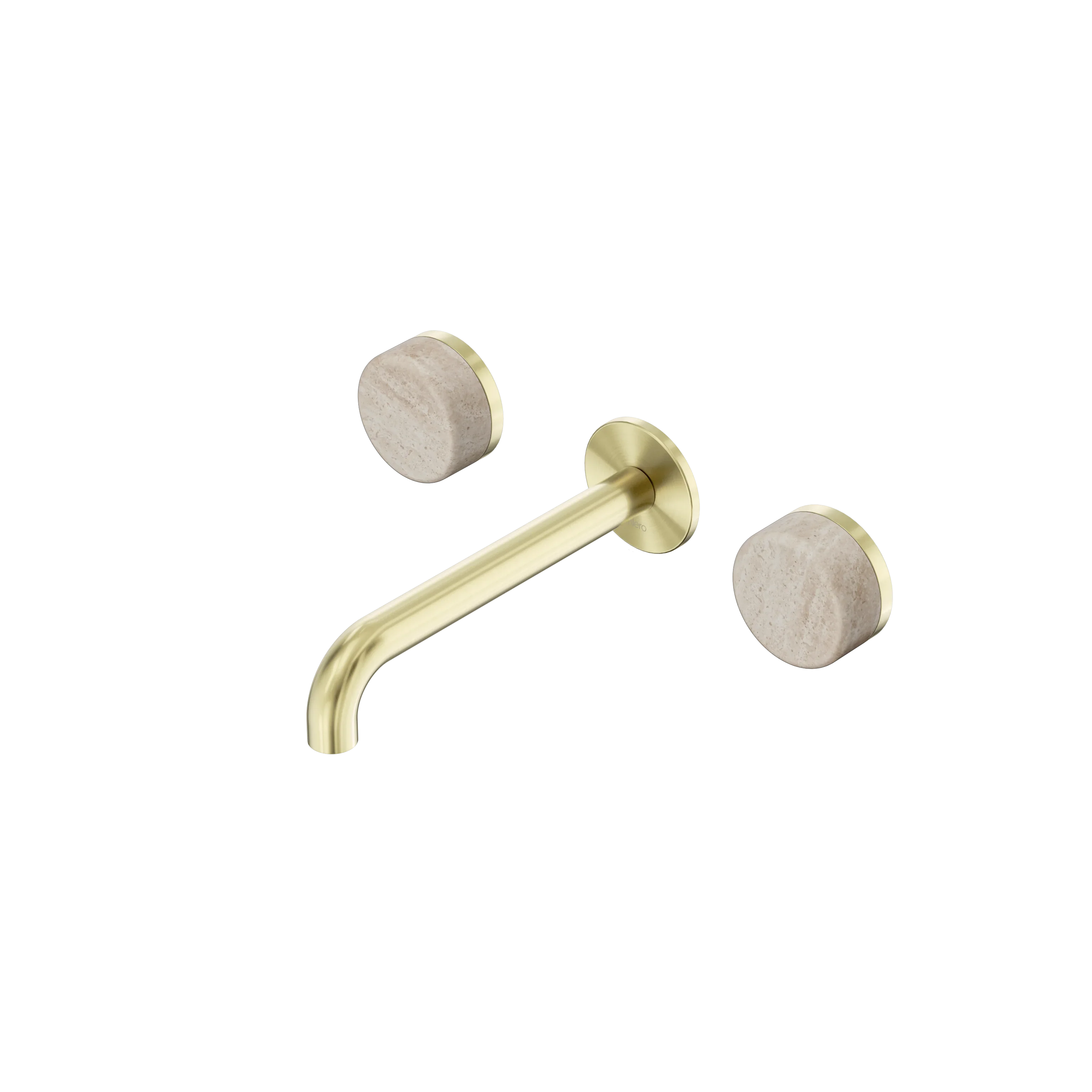 Nero Serenity Wall Basin Set Spout With Rome Travertine Handle