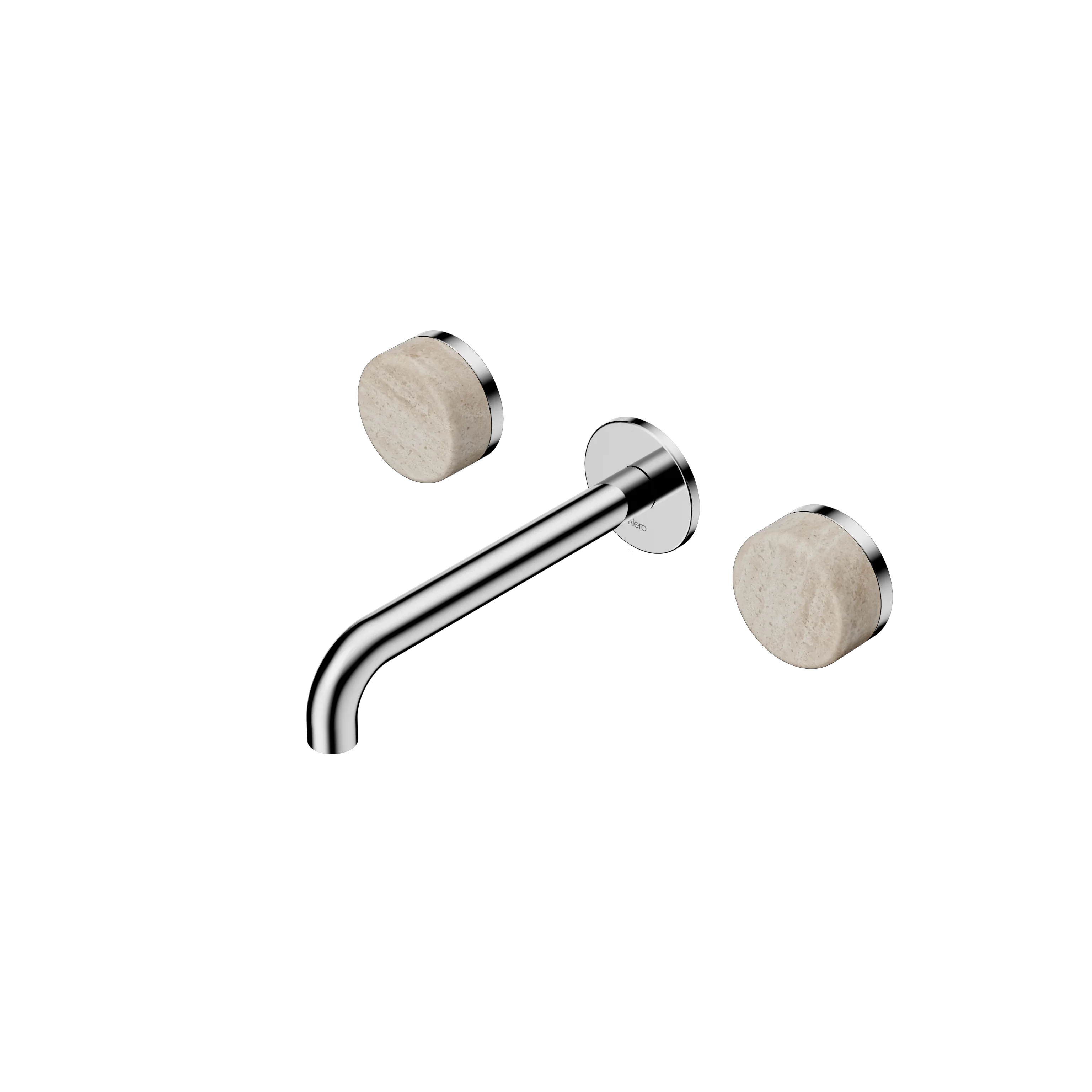 Nero Serenity Wall Basin Set Spout With Rome Travertine Handle