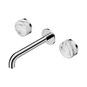 Nero Serenity Wall Basin Set 185mm Spout With Arabescato Corchia Handle, Chrome