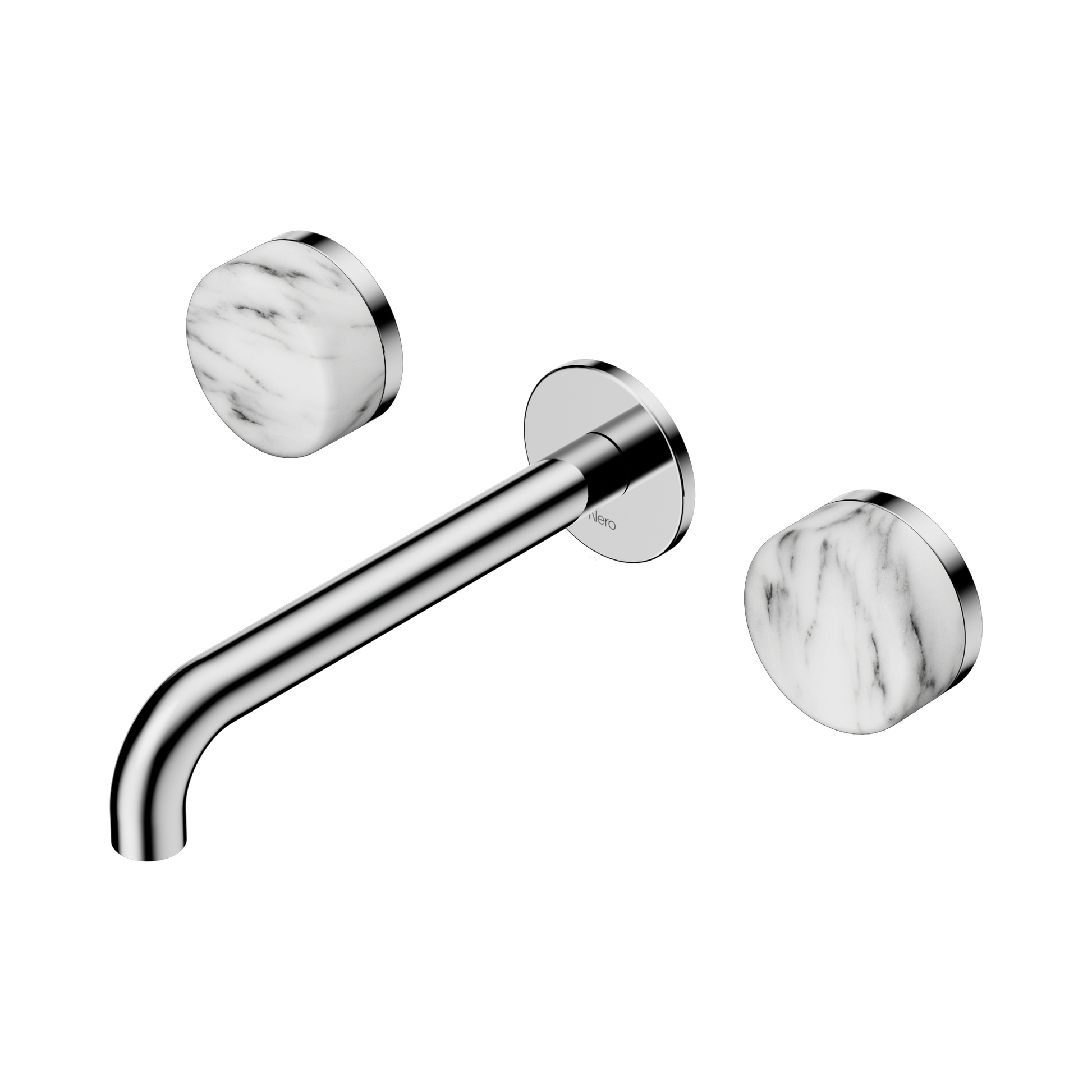 Nero Serenity Wall Basin Set 185mm Spout With Arabescato Corchia Handle, Chrome