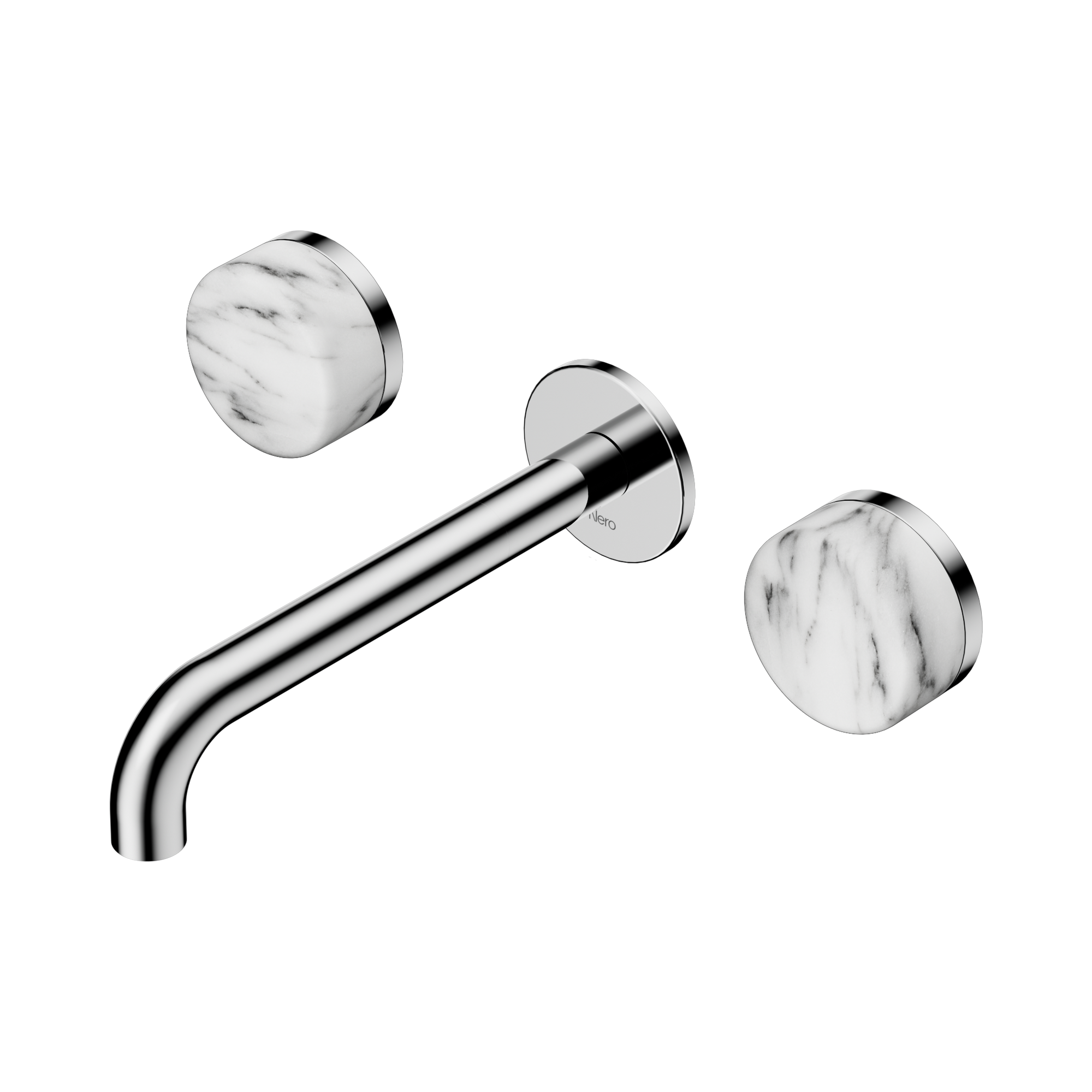 Nero Serenity Wall Basin Set 185mm Spout With Arabescato Corchia Handle, Chrome