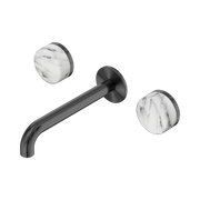 Nero Serenity Wall Basin Set 185mm Spout With Arabescato Corchia Handle, Gun Metal