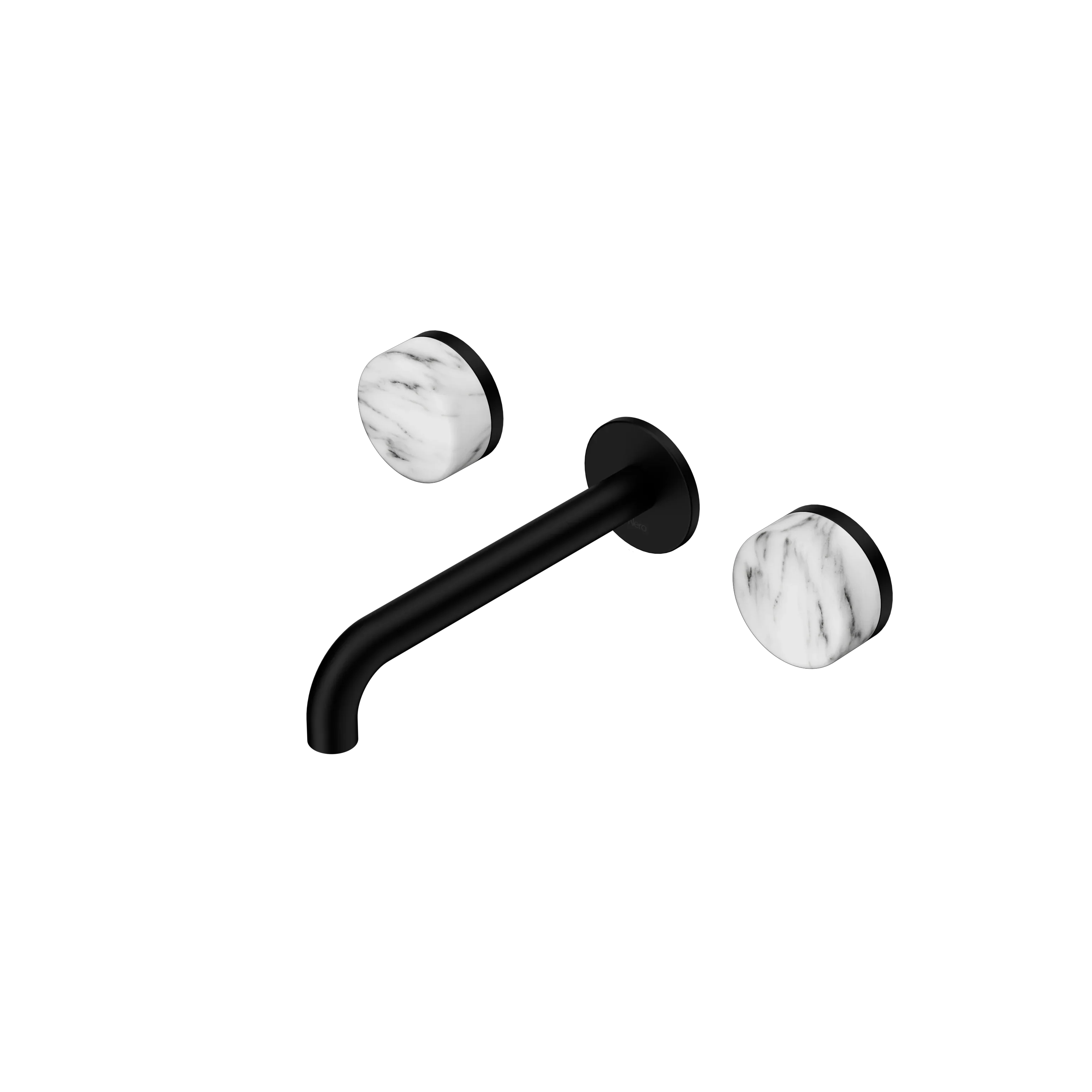 Nero Serenity Wall Basin Set  Spout With Arabescato Corchia Handle