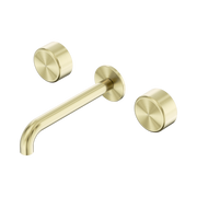 Nero Serenity Wall Basin Set 185mm Spout With Metal Handle, Brushed Gold