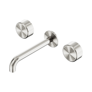 Nero Serenity Wall Basin Set 185mm Spout With Metal Handle, Brushed Nickel