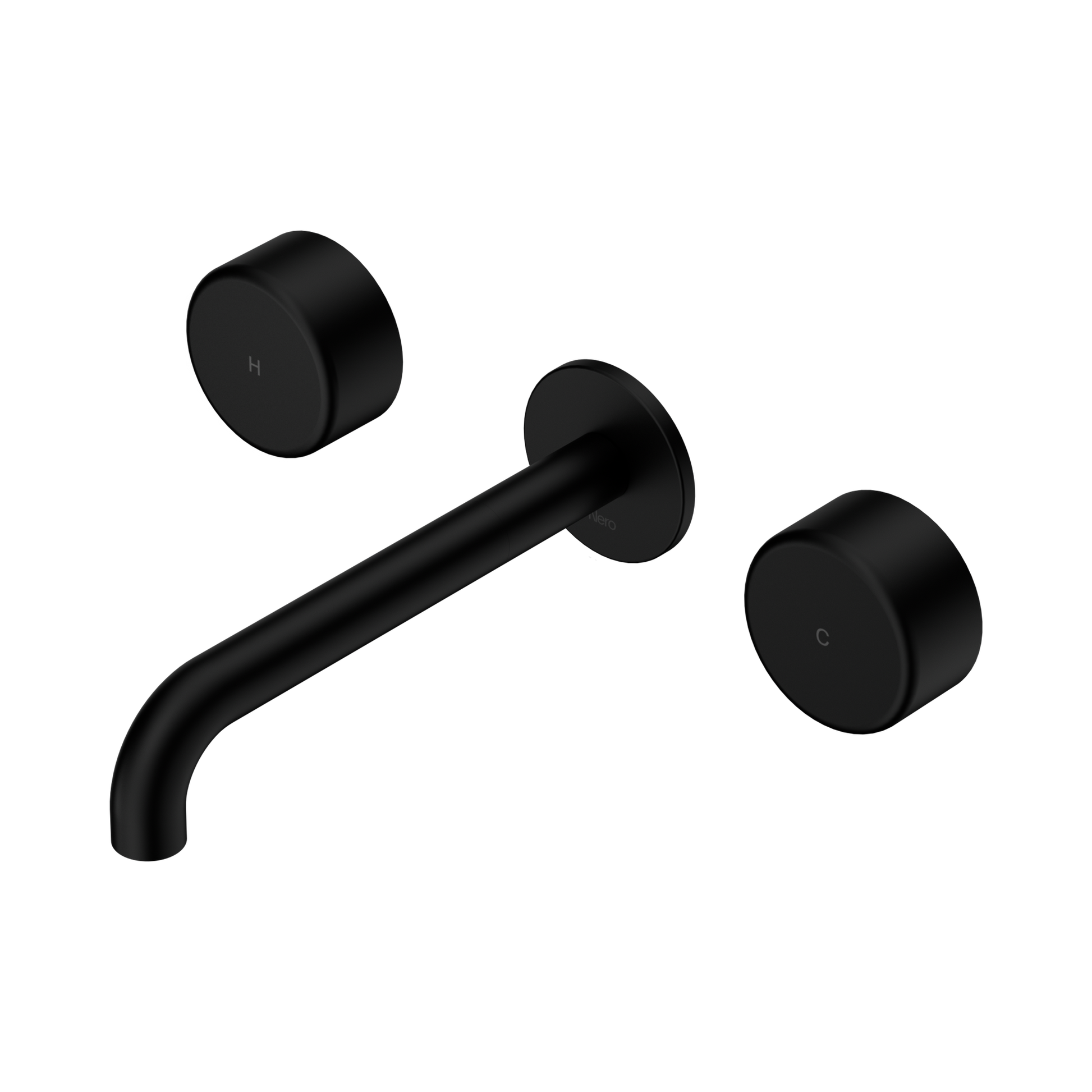 Nero Serenity Wall Basin Set 185mm Spout With Metal Handle, Matte Black