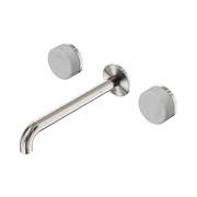 Nero Serenity Wall Basin Set 220mm Spout With Carrara Handle, Brushed Nickel