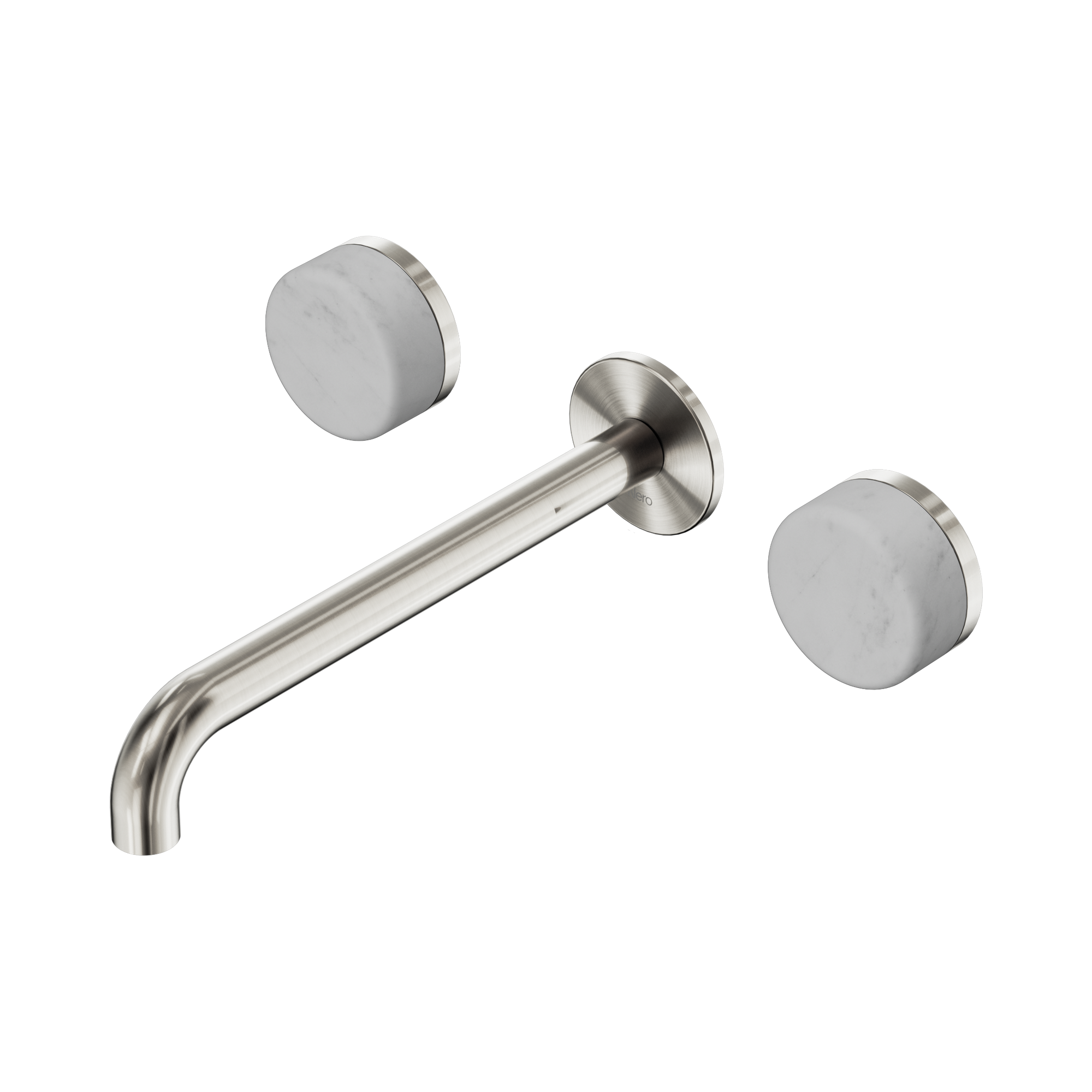 Nero Serenity Wall Basin Set 220mm Spout With Carrara Handle, Brushed Nickel