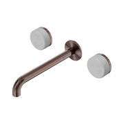 Nero Serenity Wall Basin Set 220mm Spout With Carrara Handle, Brushed Bronze