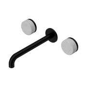 Nero Serenity Wall Basin Set 220mm Spout With Carrara Handle, Matte Black